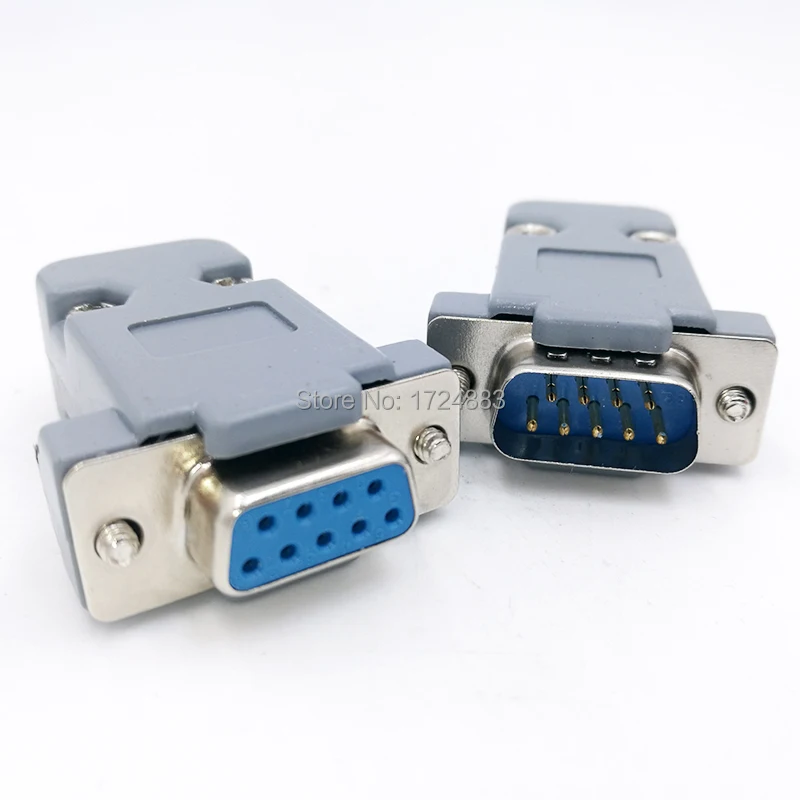DB9 serieller Adapterstecker Stecker D Typ RS232 COM 9-polige Anschlussbuchse weiblich und männlich Schraubeninstallation + Gehäuse DP9 Image