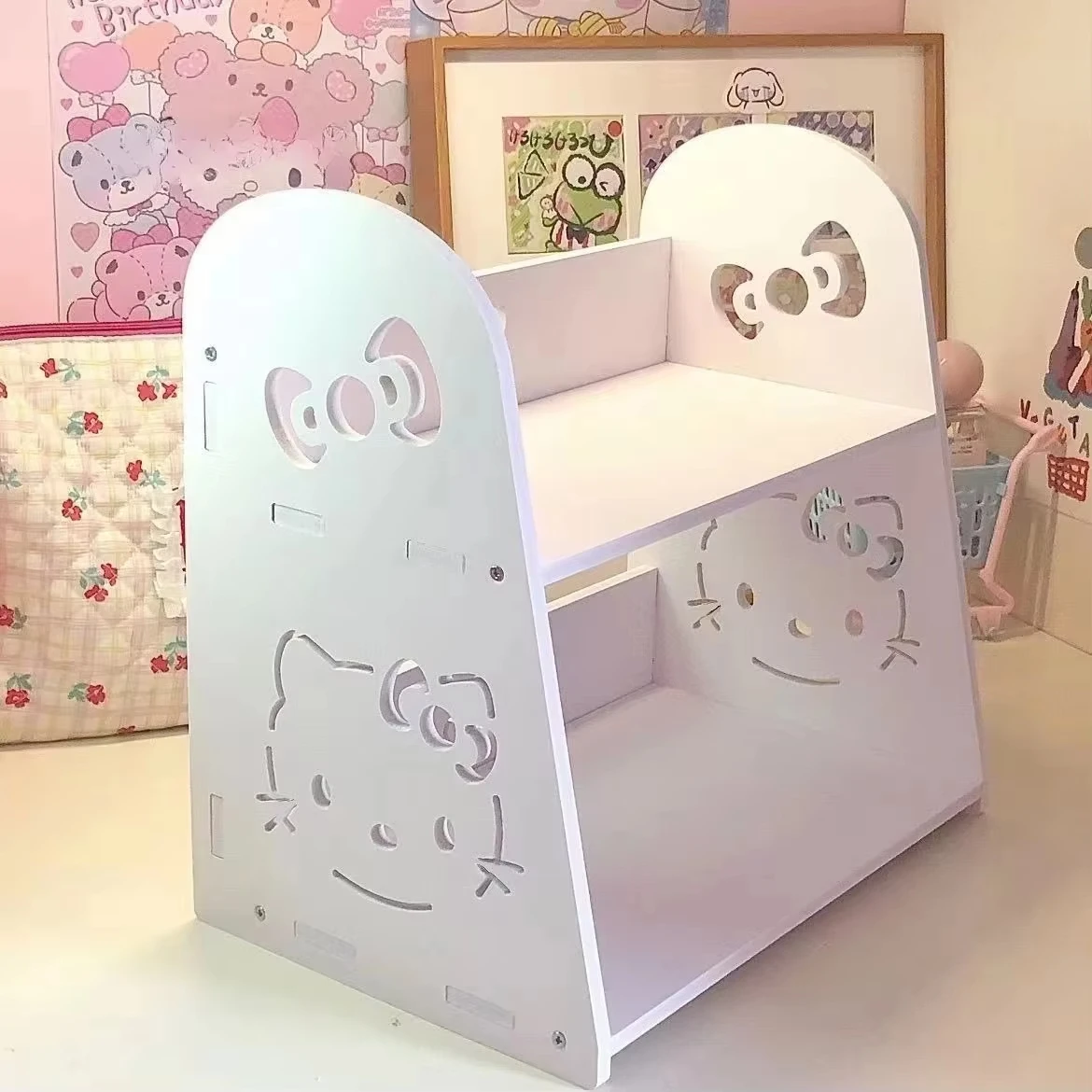 2 Stück Hello Kitty Cinnamoroll Aufbewahrungsregal Cartoon Originalität Mehrschichtige Desktop-Aufbewahrungsbox Modische Persönliche Aufbewahrung Geschenk