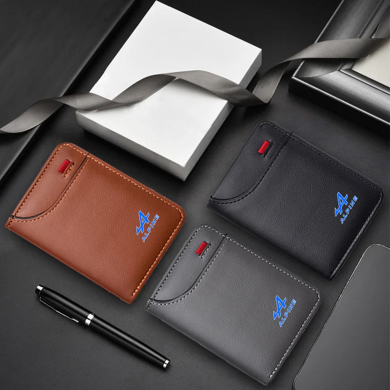 Modische Herren-Geldbörse mit Auto-Logo, Leder-Geldbörsenhalter für Alpine A290 A110 Espace Austral Duster Lodgy Spring Koleos Captur Kadjar Image