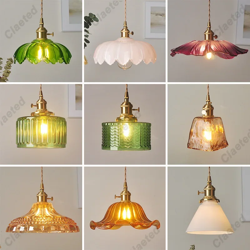 Iwhd moderne Kupfer glas LED Pendel leuchte Schalter Wohnzimmer Schlafzimmer grün Bernstein weiß nordische Hängelampen Lumina ria Hanglamp