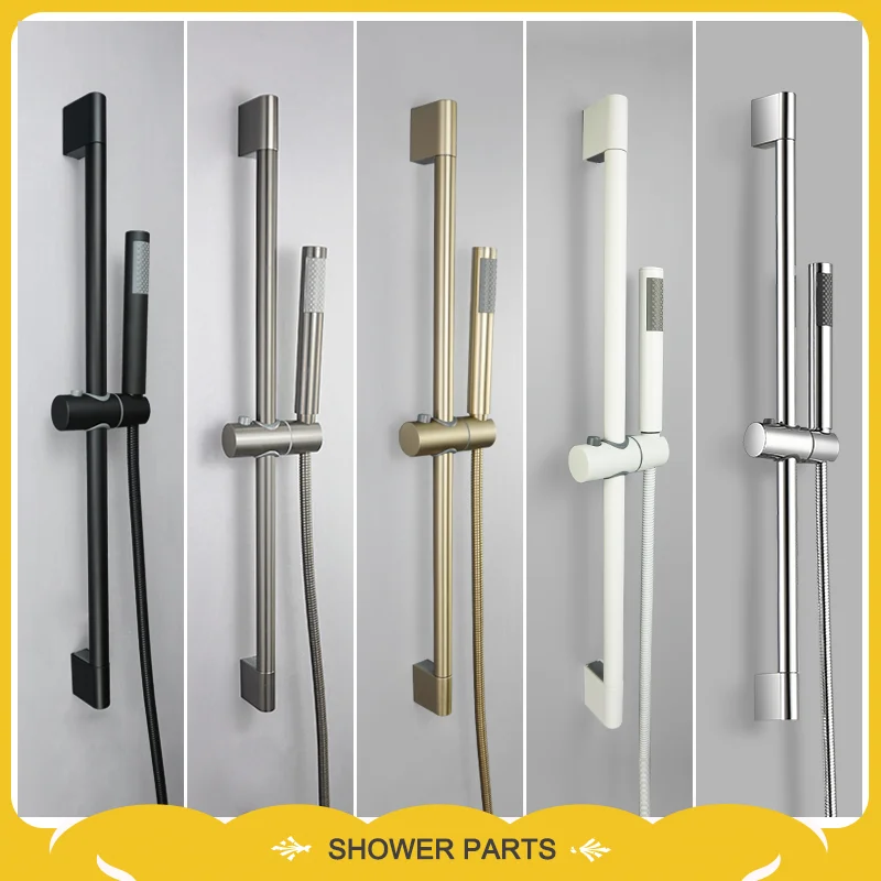 Hochwertige Duschstange Gebürstetes Gold Wandmontierte Verstellbare Gleitende Duschstange Messing Handbrause 1,5M Schlauch Badezimmer-Zubehör