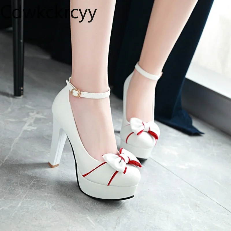 Frühling und herbst neue muster mode hochhackigen frauen Schuhe Süße bogen Mary Jane mit hohen absätzen Frauen schuhe größe 34-43 hohe 11cm