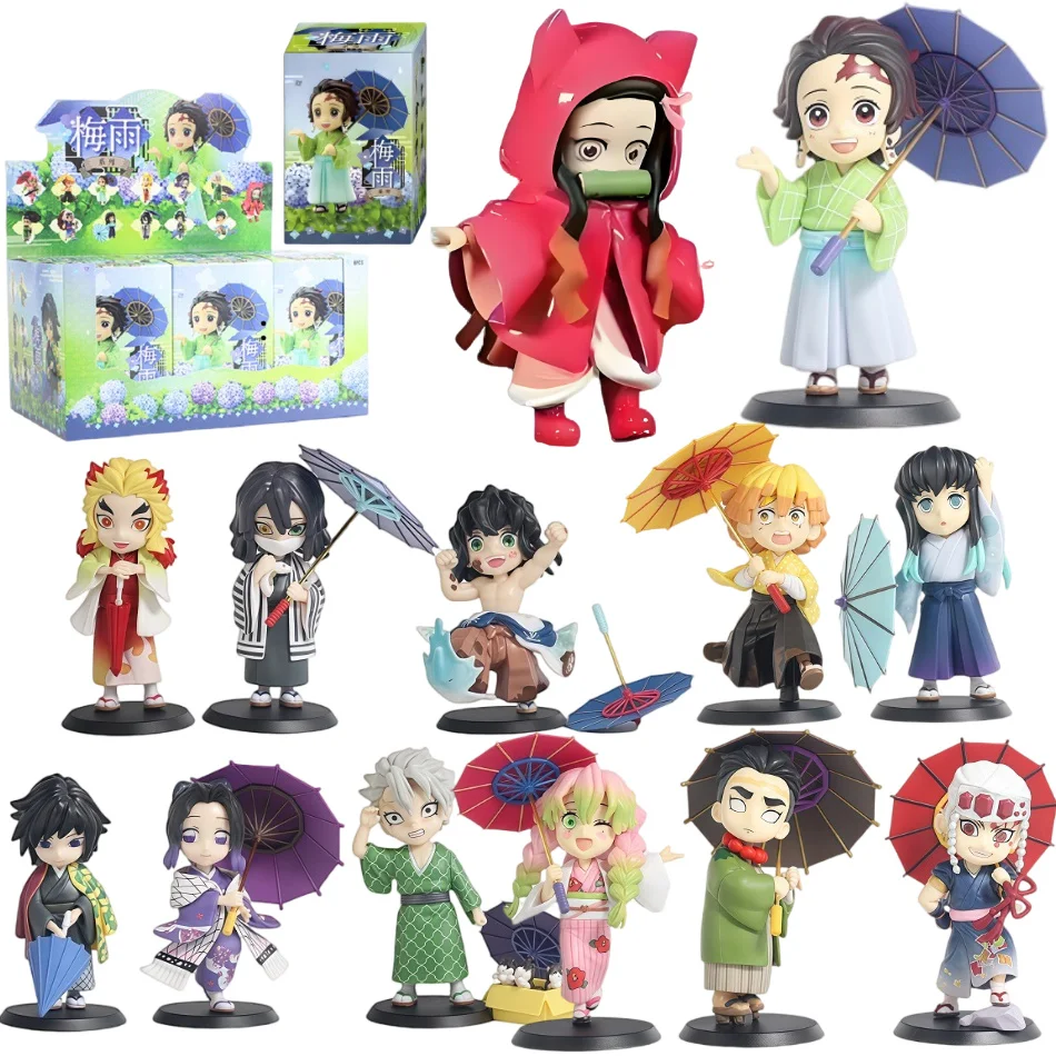 Demon Slayer Figures Blind Box Serie Plum Rain Tanjiro Kamado Nezuko Action Figure Statua in PVC Bambola Ornamento Collezione Giocattoli Regalo