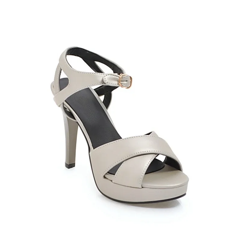 Frauen Sandalen Designer Marke High Heels Peep Toe Knöchel Schnalle Party Hochzeit Braut Plattform Schuhe Große Größe 44 45 46 8-130