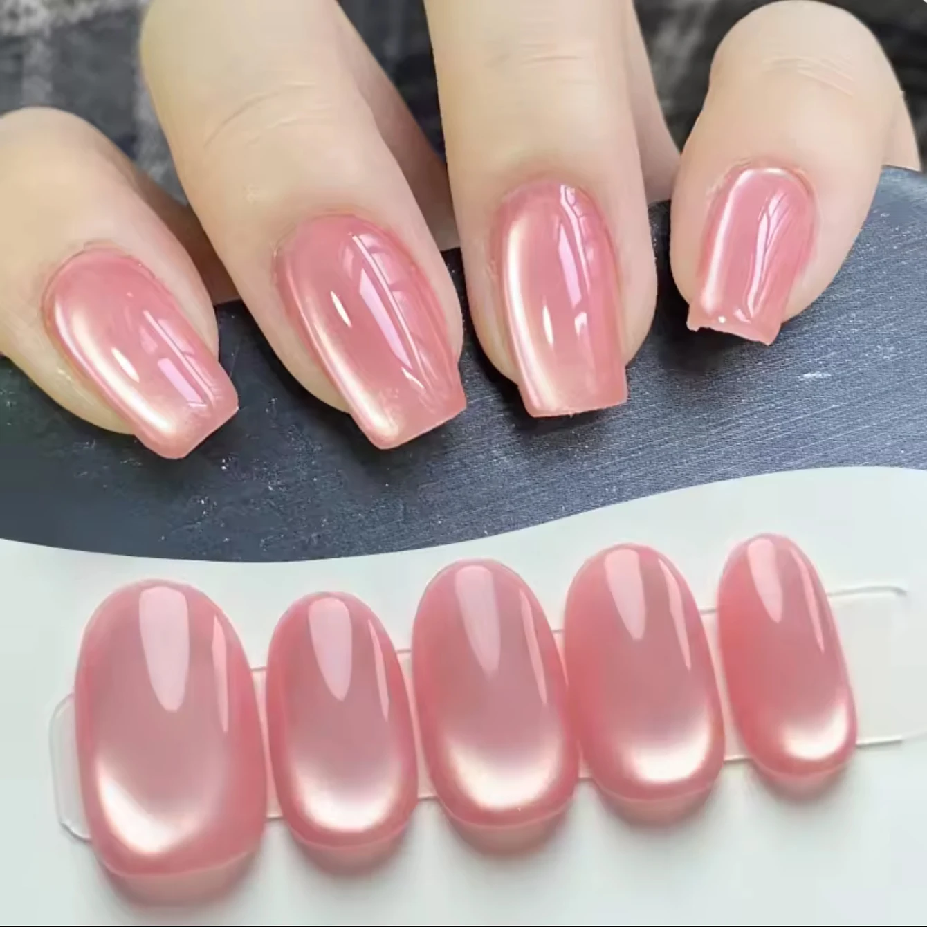 MISS MIANEL 12ml 1 Stück 2026 Neuer Nagellack Eis-Klar Rosa Nude Glasperlen Mondlicht Magnet Katzenauge Gel Nagellack Rosa Nägel Image