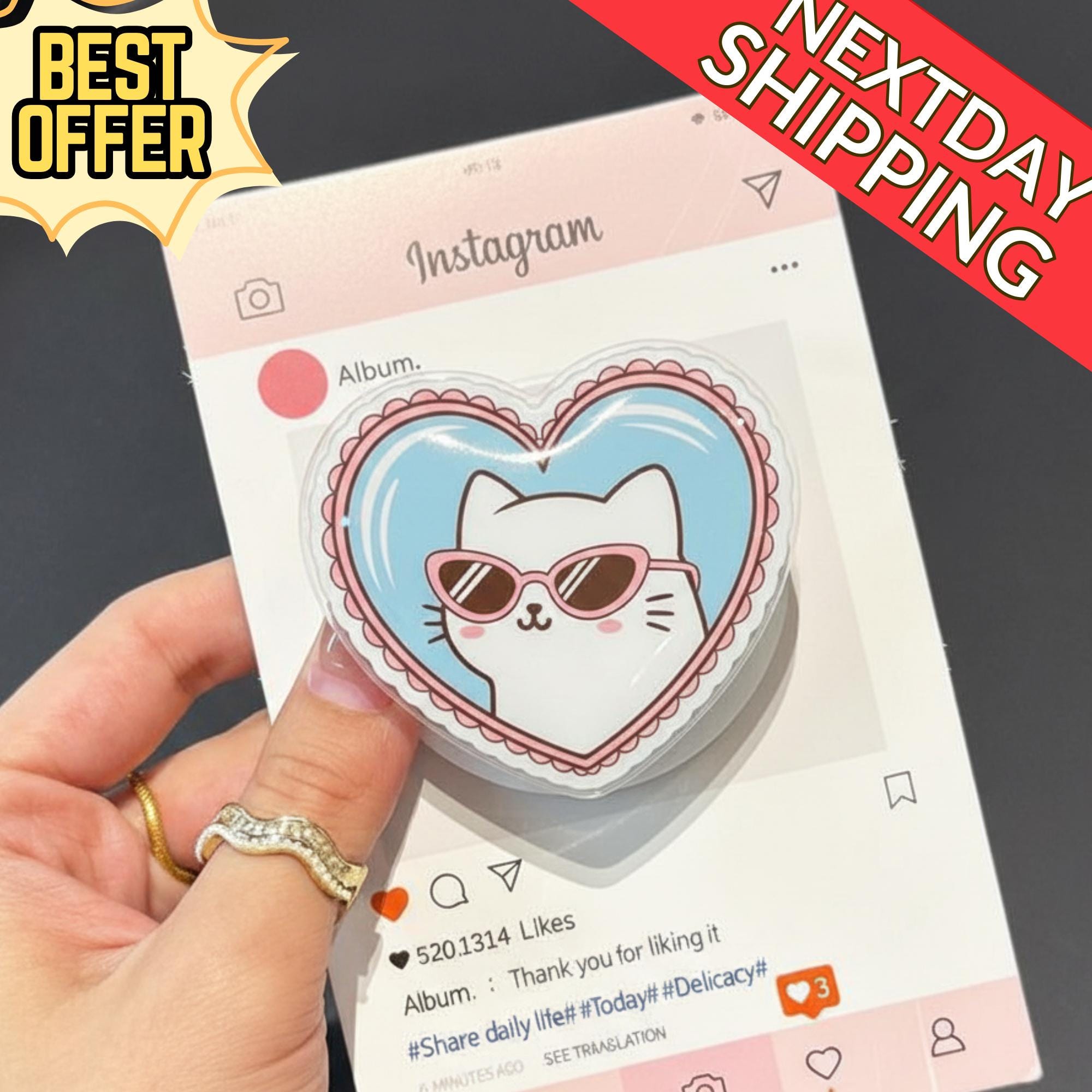Supporto magnetico per telefono a forma di gatto - Supporto magnetico per telefono a forma di gatto kawaii con occhiali da sole, simpatico supporto pe