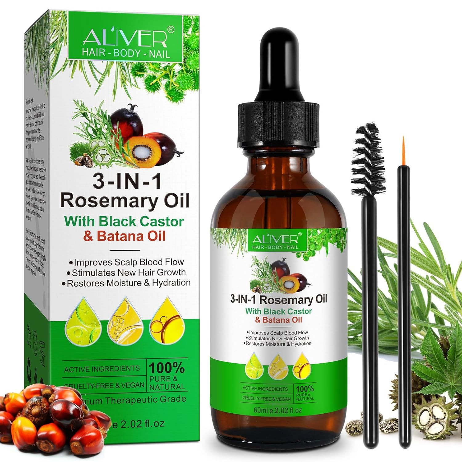 Olio per la crescita dei capelli FSLHCY con olio di rosmarino, batana