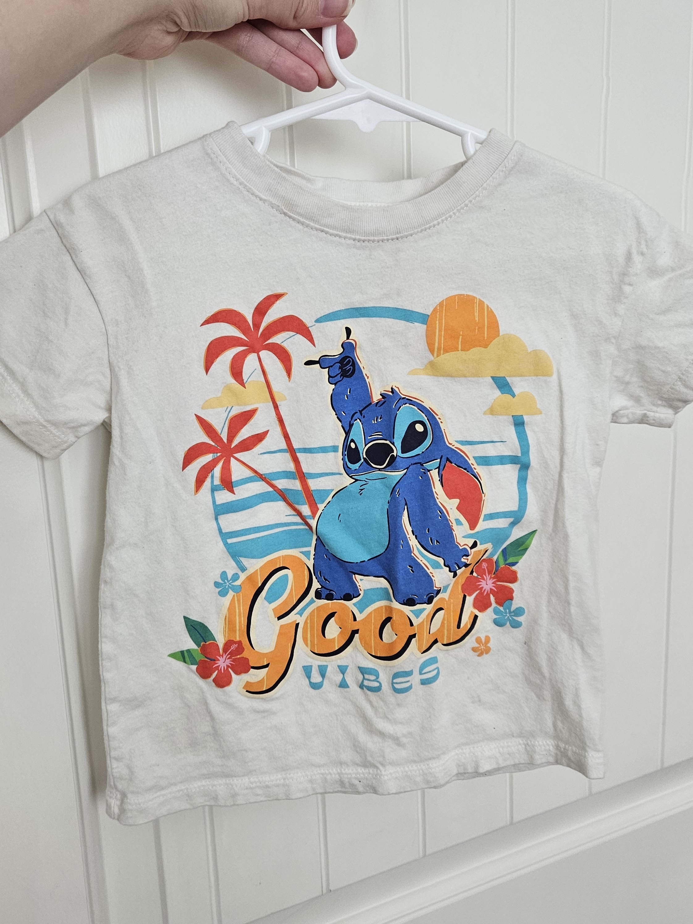 Disney Shirts & Tops | Disney Lilo & Stitch White Tropical Good Vibes Children's Tee Shirt | Color: Blue/White | Size: 3t