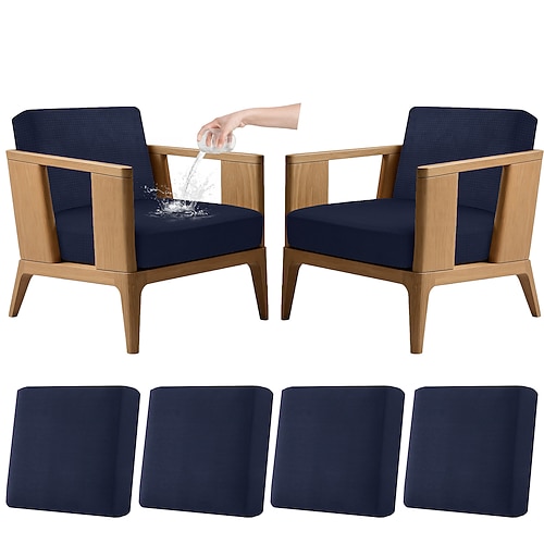 4er-Set dehnbare Kissenbezüge für Terrassenmöbel, 100 % wasserdichte Ersatzbezüge für Gartenmöbel (Couch Sofa), waschbar und wiederverwendbar