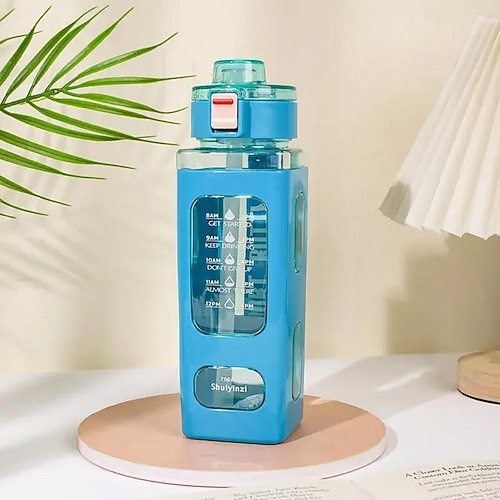 700 ml auslaufsichere Sportflasche aus Kunststoff mit Trinkzeitanzeige, ideal für Outdoor-Sportarten. Auslaufsicherer Fitnessbecher mit Trinkfunktion. Geeignet für Outdoor-Aktivitäten, Sport, Image