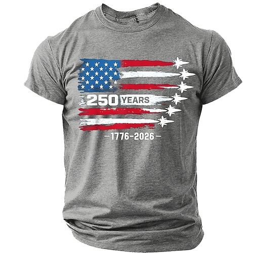 4. Juli 2026 250. Herren Amerikanische US-Flagge Lustiger Slang T Shirt Kurzarm T-Shirt 3D-Druck Rundhalsausschnitt Hemd Mode Täglich Täglich Straße Blau Hellblau Grapefruit-Heide Sommer Frühling Image