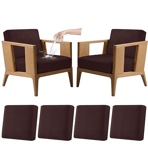 4er-Set dehnbare Kissenbezüge für Terrassenmöbel, 100 % wasserdichte Ersatzbezüge für Gartenmöbel (Couch Sofa), waschbar und wiederverwendbar
