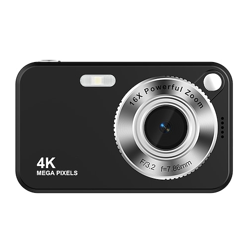 4K-Digitalkamera (64 MP) für Fotografie, Autofokus-Vlogging-Kamera für YouTube, 16-facher Zoom, Kompaktkamera für Schüler, Anfänger und Jugendliche, tragbare Point-and-Shoot-Kamera mit Blitz und