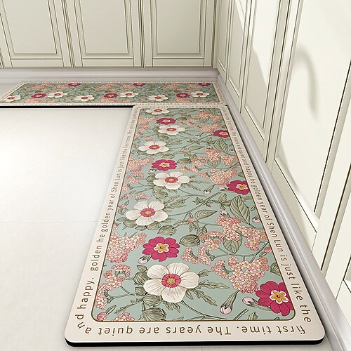 Küchenläufer im amerikanischen Stil, saugfähig, ölabweisend, rutschfest, schmutzabweisend, leicht zu reinigen, Kieselgurmatte Image