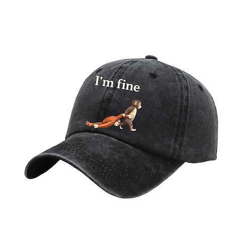 Herren Baseballkappe Schwarz Rosa Baumwolle Patchwork Streetwear Lässig Täglich Outdoor Streetwear Tiermotiv Zitate Sprüche Sonnenschutz Atmungsaktivität Image