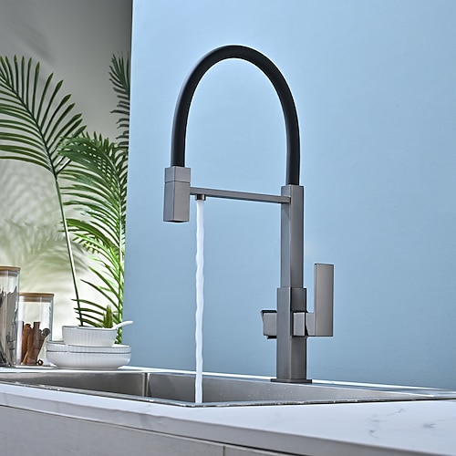 Küchenarmatur - Zwei Griffe Ein Loch Chrom Andere Moderne zeitgenössische Kitchen Taps Image