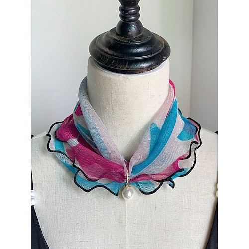 Damen-Chiffon-Schal im Boho-Stil aus Polyester, mehrfarbiges Blumenmuster, vielseitiges Haarband, perfekt für den Alltag und Strandurlaube Image