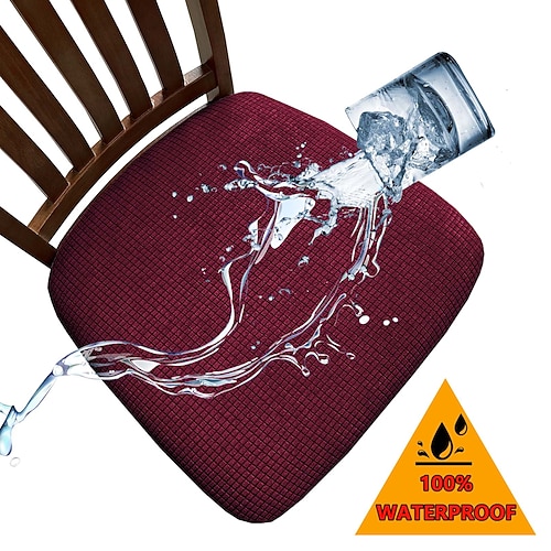 100% wasserdichte Stretch-Sofabezüge aus Jacquard-Maisfleece mit verstellbaren Gummibändern, geeignet für Esszimmerstuhlkissen (2/4/6 Stück) Image