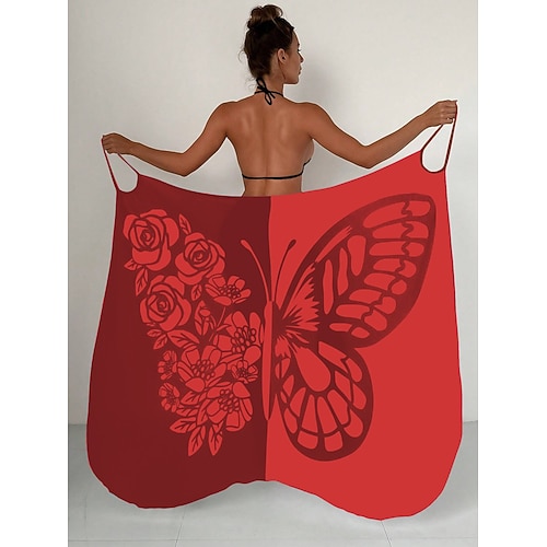 Schmetterlings-Strandtuch, Sarong-Wickelkleid, Spaghettiträger-Strandbekleidung, leichtes Strandkleid für Damen in den Größen S bis XL Image