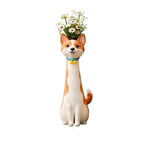 Handgefertigte, originelle Vase in Hundeform aus Kunstharz, niedlicher Hunde-Pflanztopf für Sukkulenten, für drinnen und draußen, Garten, Terrasse, Rasen, Balkon, Zuhause Image