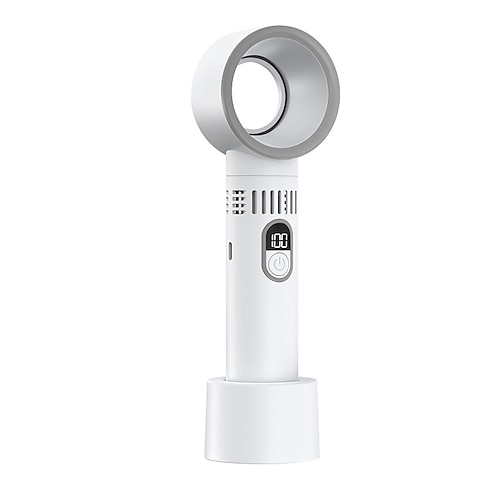 Multifunktionaler Handventilator mit Digitalanzeige, leistungsstarker, USB-aufladbarer Ventilator mit 100 Geschwindigkeitsstufen, blattloser Handventilator für Outdoor-Reisen Image