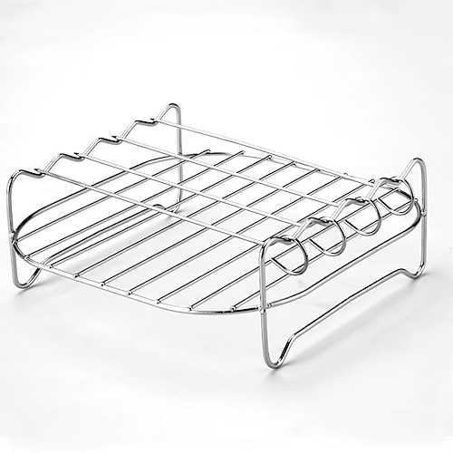 1/2 Set Airfryer-Roste, 1 Rost mit 4 Grillgabeln, Airfryer-Zubehör, 2-in-1-Rost und Dampfeinsatz, schönes und praktisches Küchenzubehör Image