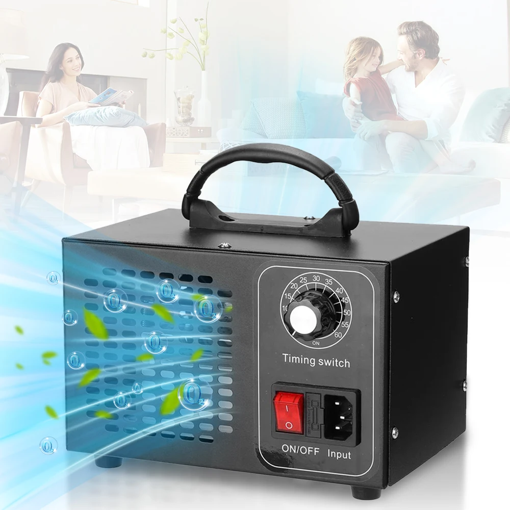 Generatore di Ozono 220V 60g/h, Purificatore d'Aria, Macchina per Disinfezione a Ozono, Depuratore d'Aria per Casa e Auto, Elimina Odori
