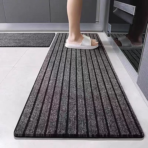 Gestreifte Fußmatte für den Außenbereich, TPE/PVC, rutschfest, strapazierfähig, wasserdicht, für Eingangsbereich, Küche, Bad, Terrasse, Hotel, gewerbliche Nutzung Image