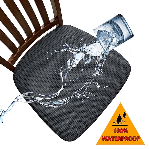 100% wasserdichte Stretch-Sofabezüge aus Jacquard-Maisfleece mit verstellbaren Gummibändern, geeignet für Esszimmerstuhlkissen (2/4/6 Stück) Image