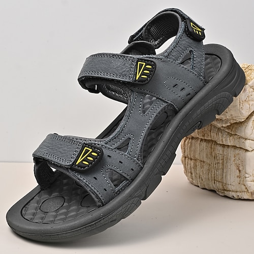 Braune Herren-Outdoor-Sandalen mit verstellbarem Klettverschluss, offene Zehenpartie, bequeme Laufschuhe für Wandern, Reisen, Strandurlaub, Camping, Outdoor-Abenteuer und den Alltag im Sommer Image