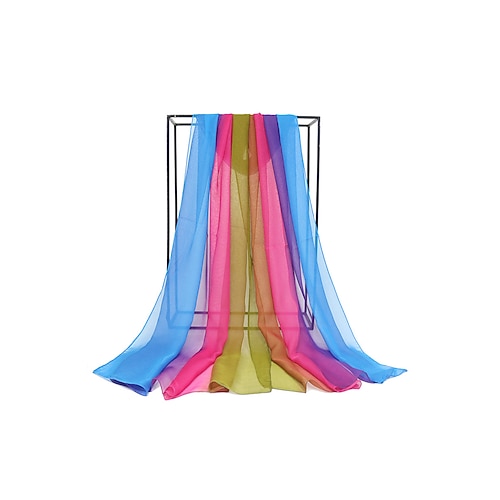 Boho-Chiffon-Schal für Damen mit Farbverlauf, mehrfarbig, leichtes Polyester-Tuch für Freizeit, Reisen, Urlaub, Strand und Resort-Look Image