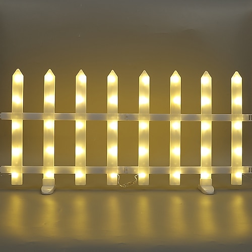 Weißer Lattenzaun mit Solarbeleuchtung für den Garten, Gartenzaun mit Solarleuchten und Fernbedienung, dekorativer Mini-Taschenzaun für kleine Blumenwege, Baumreihen, Gärten und als Haustierabsperrung