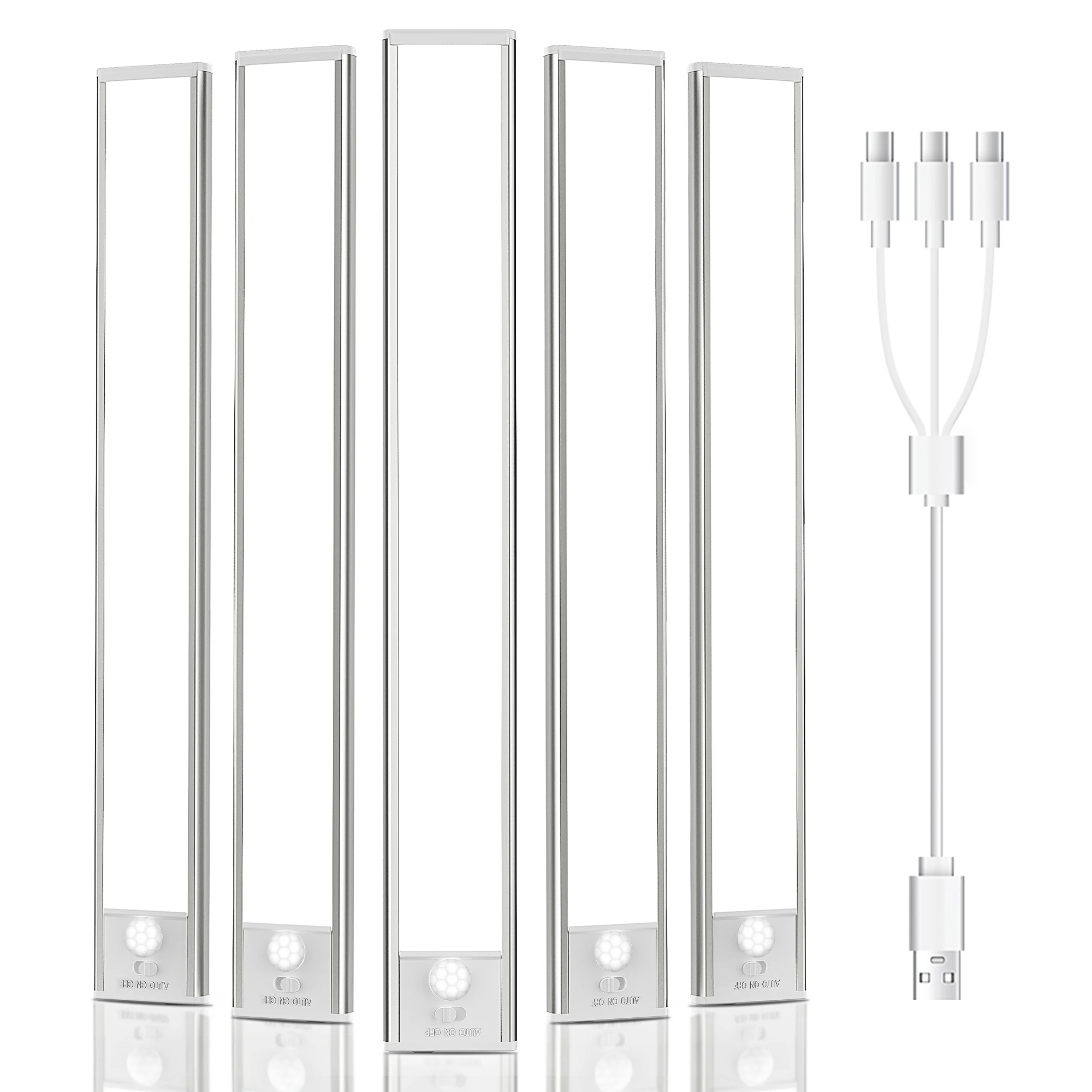 Lampada LED PZSUNLY con sensore di movimento, ricaricabile tramite USB-C, luce notturna wireless per armadi, guardaroba, scale, cucina, camera da letto, corridoio