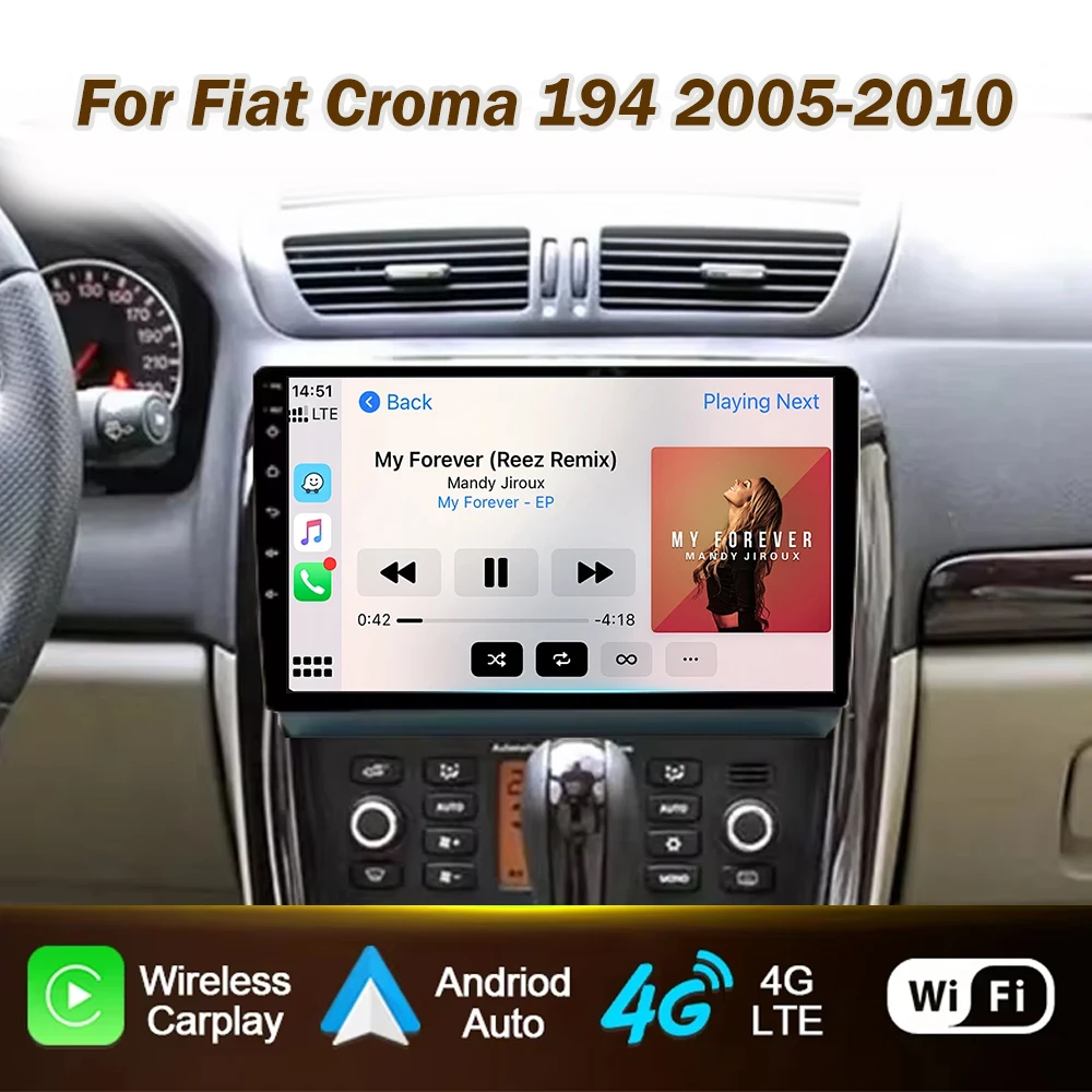 Autoradio Android 16 per Fiat Croma 194 2005-2010, Lettore Multimediale con Carplay, Navigazione GPS Auto, 4G+WIFI, Stereo DSP, Senza DVD 2din