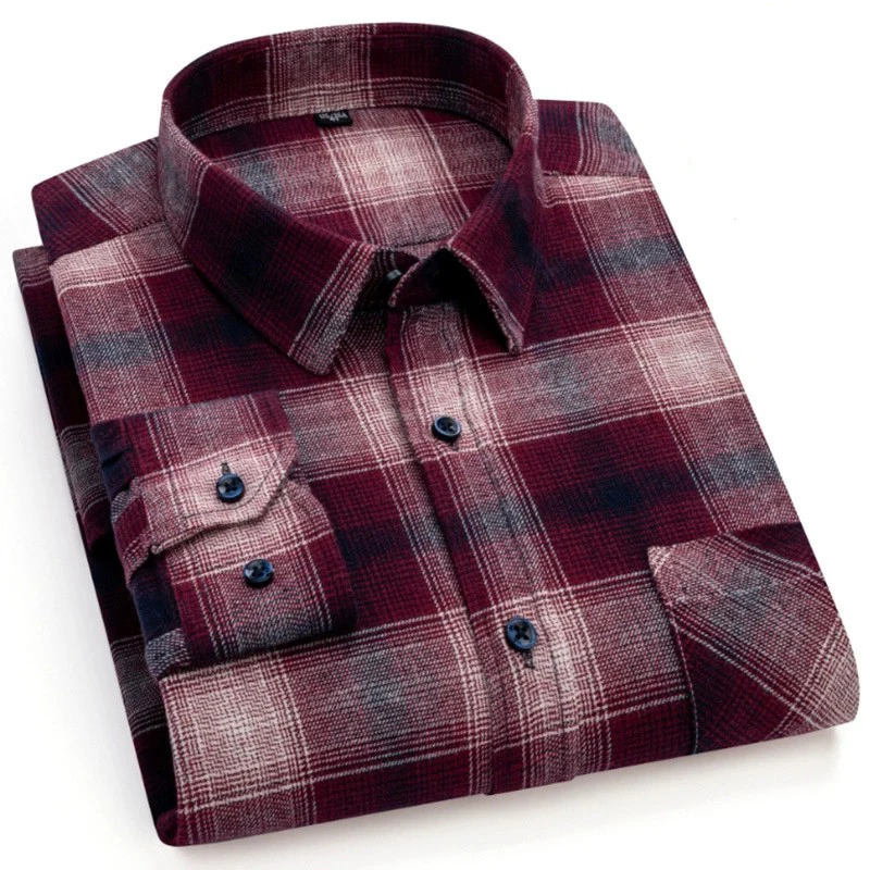 Nuove Camicie a Quadri in Flanella per Uomo, Maniche Lunghe, 100% Cotone, Casual, Morbide, Vestibilità Standard, Camicia di Marca Maschile