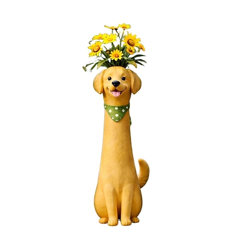 Handgefertigte, originelle Vase in Hundeform aus Kunstharz, niedlicher Hunde-Pflanztopf für Sukkulenten, für drinnen und draußen, Garten, Terrasse, Rasen, Balkon, Zuhause Image