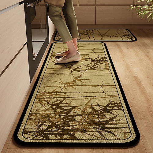 saugfähige, ölabweisende Küchenmatte, Kieselgur-Läufer, schmutzabweisend, rutschfest, leicht zu reinigen, Esszimmer-Fußmatte Image