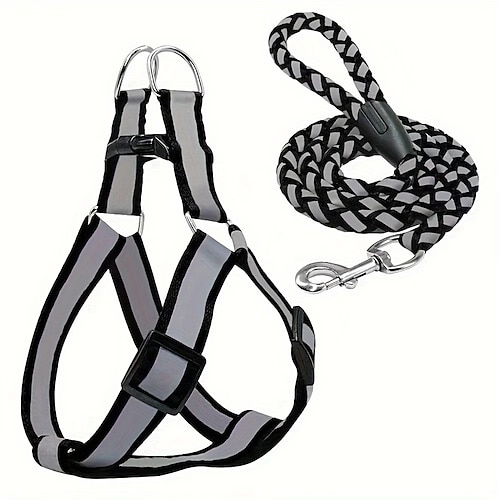 Hundeleine, Anti-Zug-Hundegeschirr, reflektierende Nylon-Hundeweste, Trainingsleine, geeignet für kleine Hunde Image