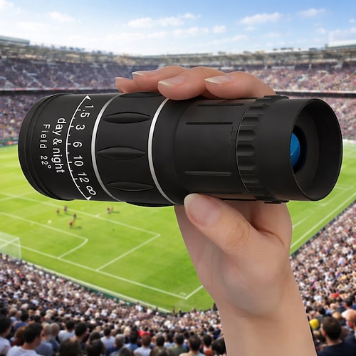 16x52 Hochleistungsmonokular-Teleskop für Fußballspiele, tragbares HD-Monokular für Fußballspiele Weltturniere, stadiontaugliches, tragbares Zielfernrohr für Sportfans Zuschauer, Tag Nacht Image