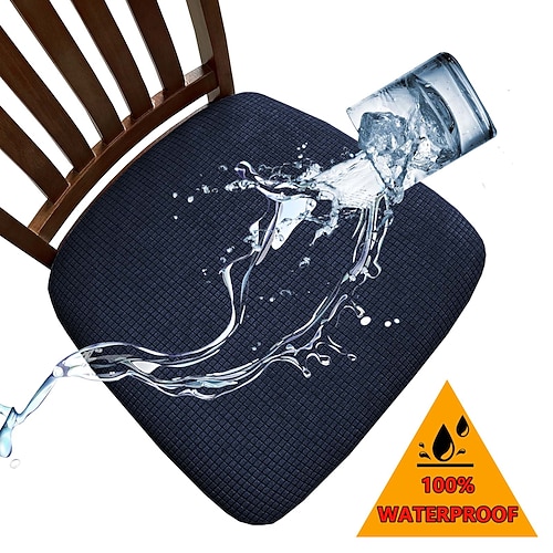 100% wasserdichte Stretch-Sofabezüge aus Jacquard-Maisfleece mit verstellbaren Gummibändern, geeignet für Esszimmerstuhlkissen (2/4/6 Stück) Image