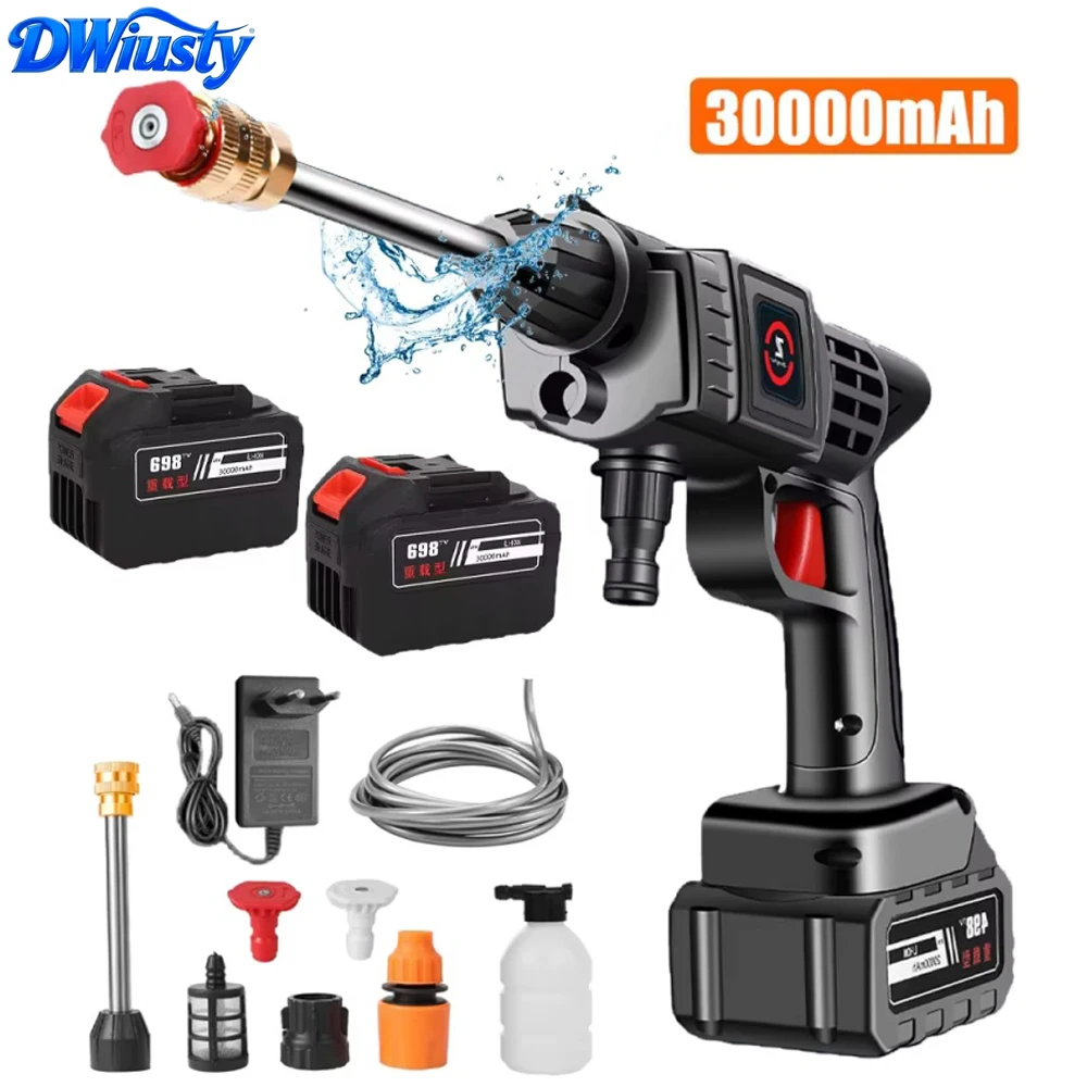 DWiusty Idropulitrice Portatile a Batteria 200W 50 Bar per Auto, Pistola a Spruzzo ad Alta Pressione per Pulizia, Compatibile con Batteria Makita 21V