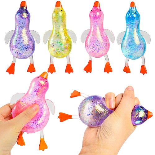 4 Stück niedliche Enten-Stressbälle aus Zucker, weiche Enten-Stressbälle, superweich und formbar, langsam aufsteigend, entspannendes sensorisches Fidget-Spielzeug zur Stresslinderung bei