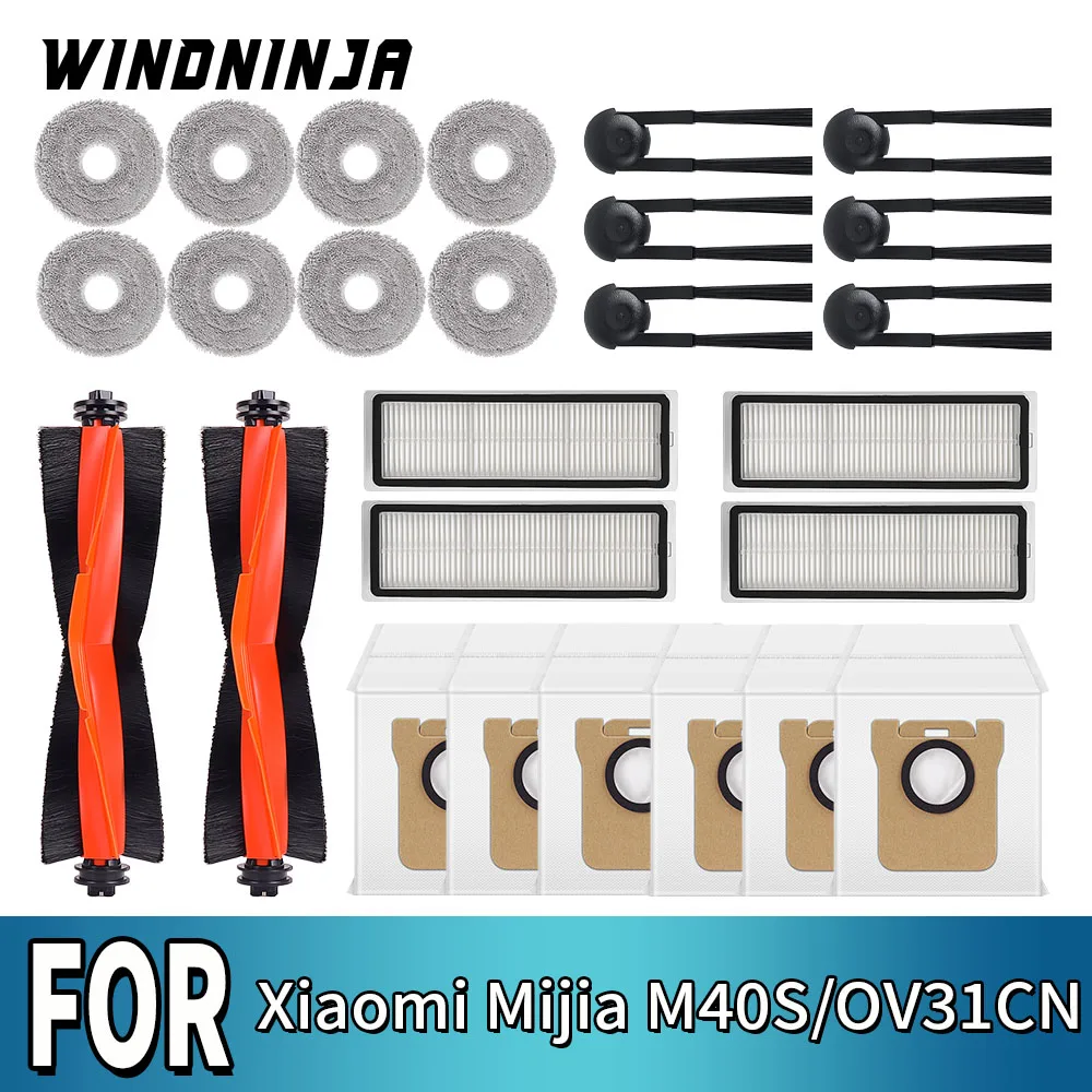Für Xiaomi Mijia M40S OV31CN Staubsaugerteile HEPA-Filter Haupt- und Seitenbürste Wischtuch Staubbeutel Zubehör Ersatzteile Image