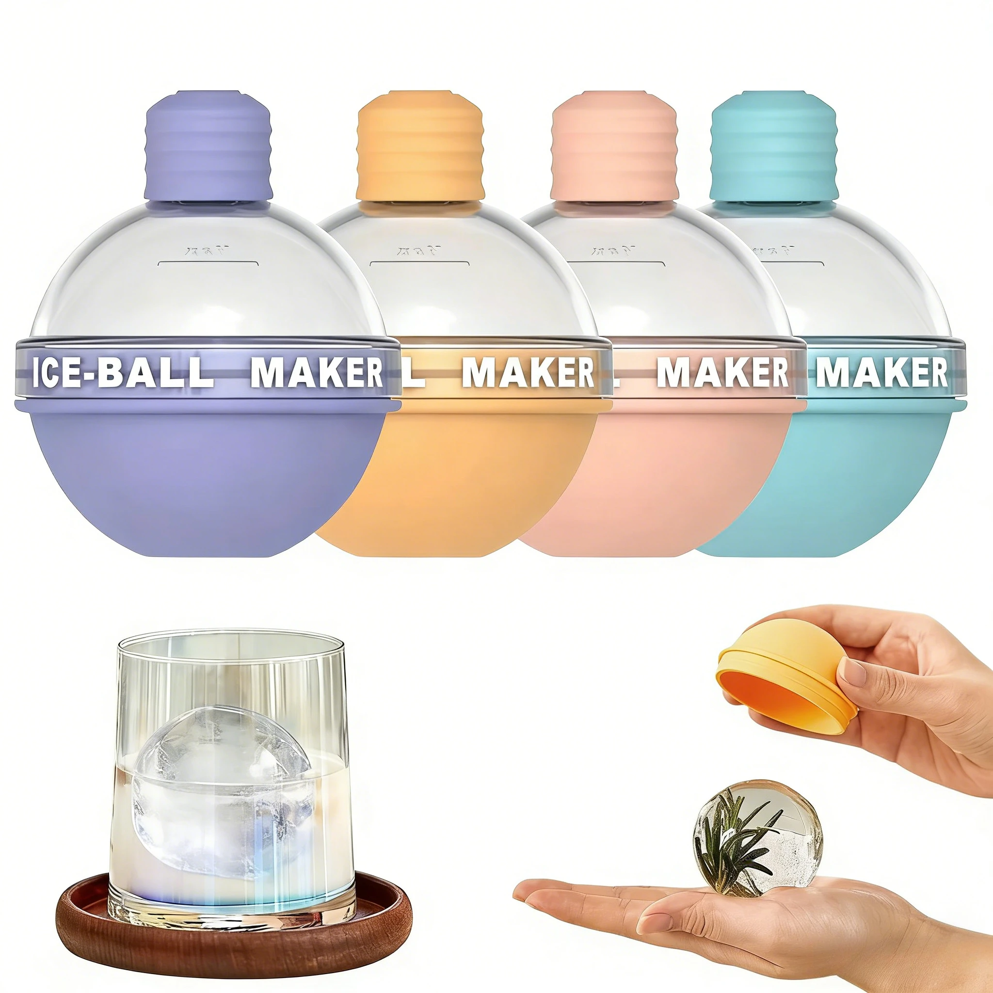 4-teilige Premium Silikon Runde Eishockey-Form, 6,35 cm Nahtlose Eiskugeln, Unverzichtbar in der Küche für Gekühlte Getränke Image