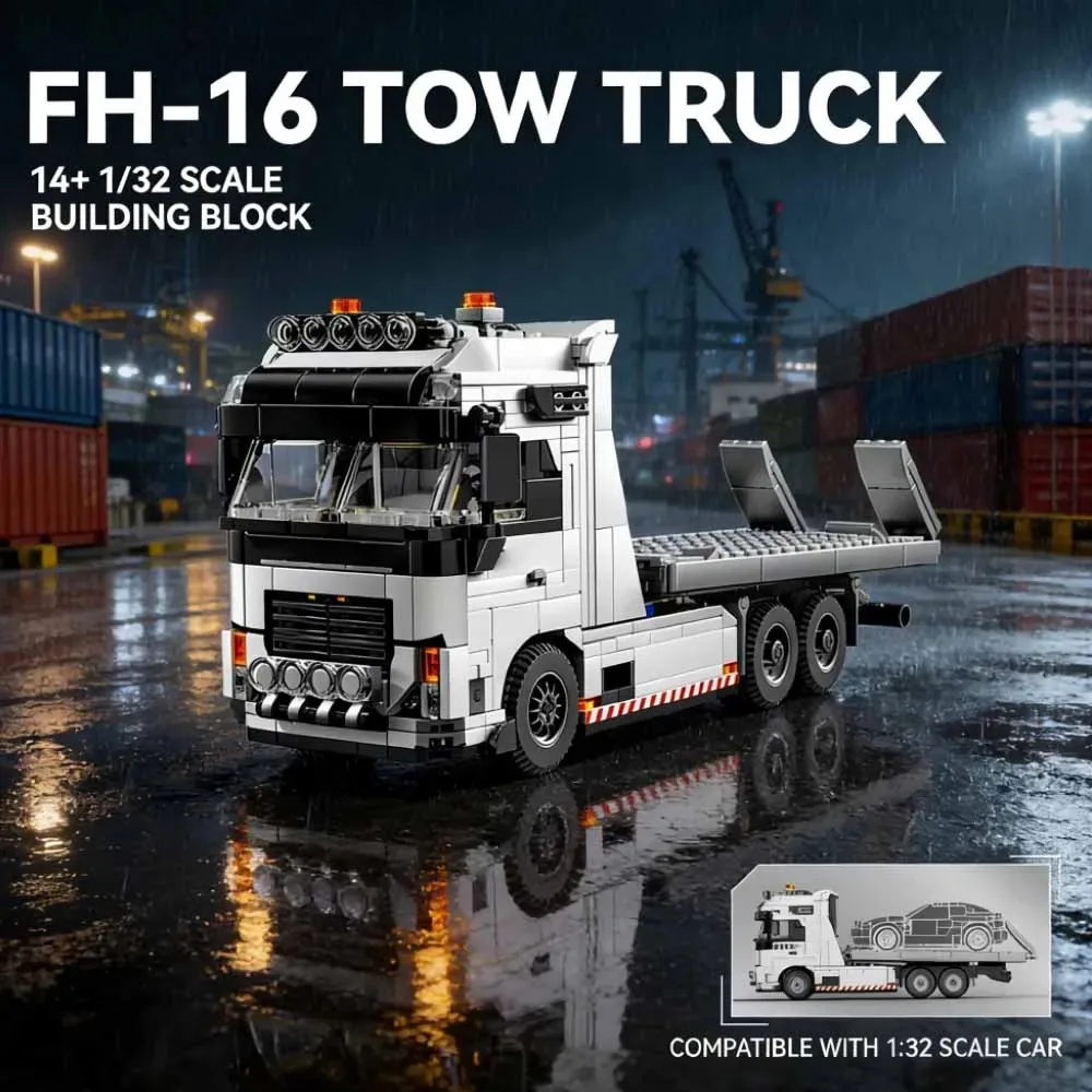 FH-16 Schwerlast-Abschleppwagen-Bausteine, eine schwere LKW-Kabine, kompatibel mit Automodellen im Maßstab 1:32. Das perfekte Valentinstagsgeschenk Image