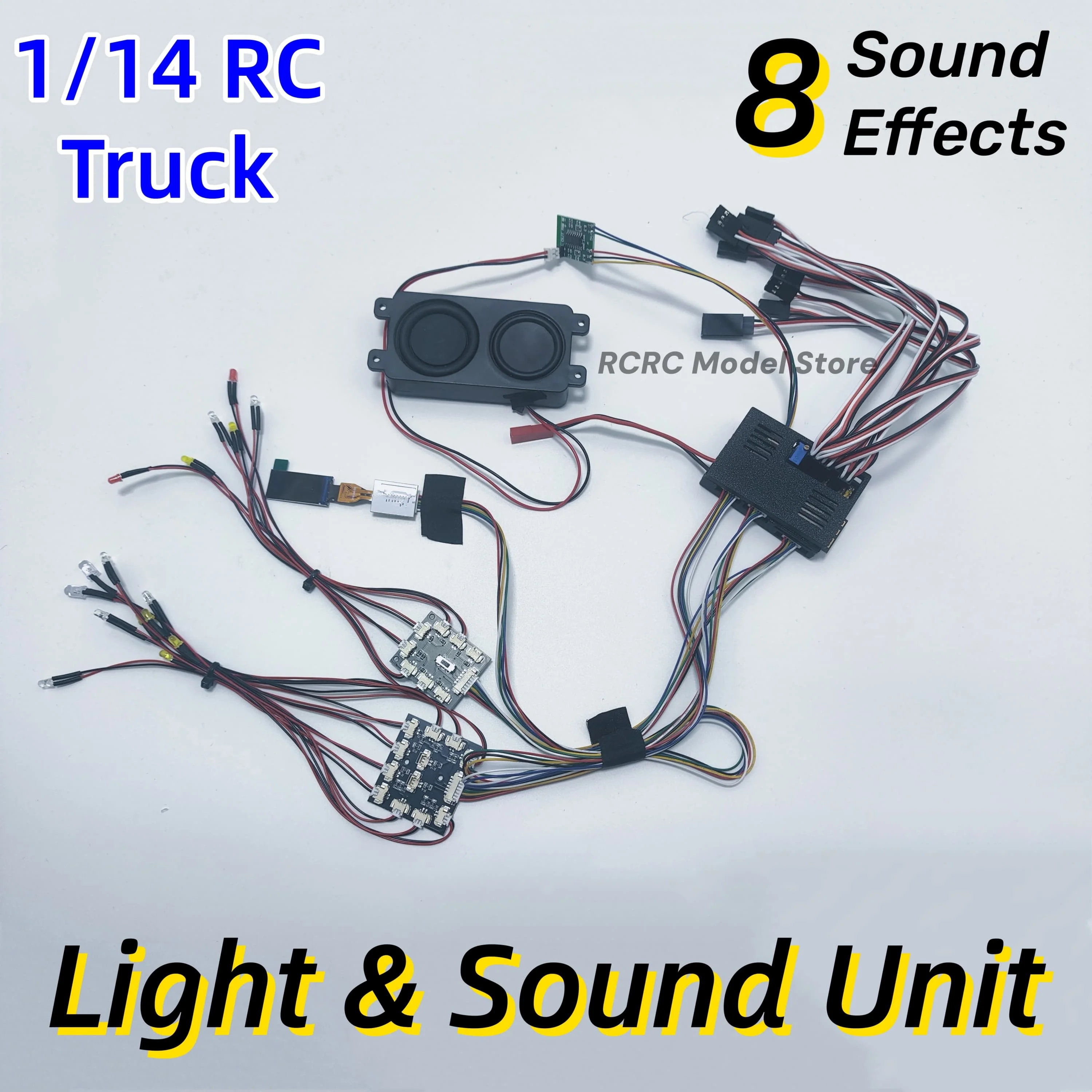 RC Spielzeug Lkw Licht Und Sound Einheit Für Tamiya Scania Volvo Offene Rohr MAN TGX Benz Actros Unimog Traktor Lkw 1/14 RC DIY Teile