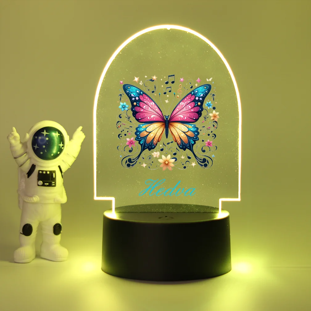 1 Stück Personalisierte Maßgefertigte Schmetterling Moderne Acryl LED-Nachtlampe Kinderlampe Raumdekoration 3D LED-Lampe LED-Tischlampe