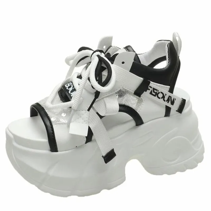 Sommer kawaii Frauen Turnschuhe Mesh Hohe Plattform Trainer Weiße Schuhe Heels Keile Sandalen Atmungsaktive Frau Casual Sommer Schuhe