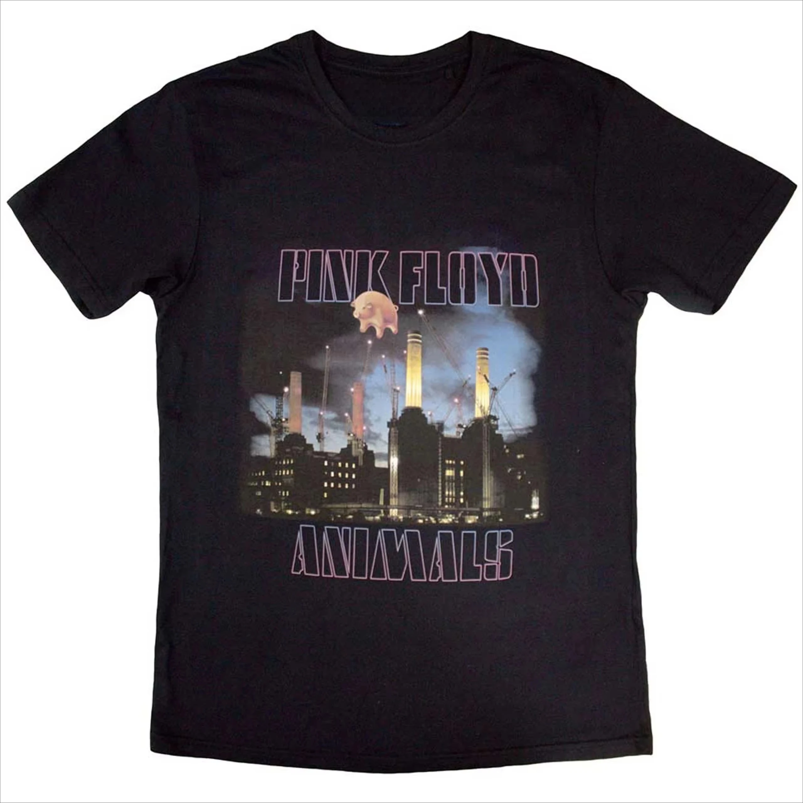 90er Jahre Vintage Rock Tops Pink Floyd T-Shirt Animals USA Tour 1977 Marineblaues T-Shirt 1Cotton Graphic Tees Vintage Print T-Shirt