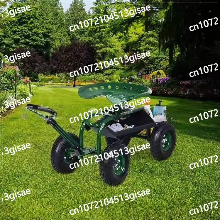 Gartenwagen, Gartenstuhl mit Rollen, Gartenstuhl mit Werkzeugkorb und Tablett